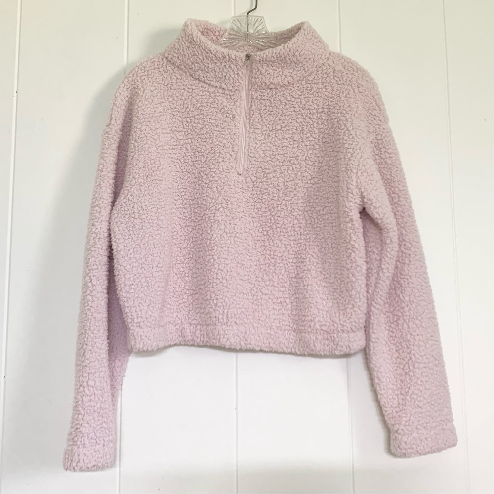 light pink teddy pullover jacket